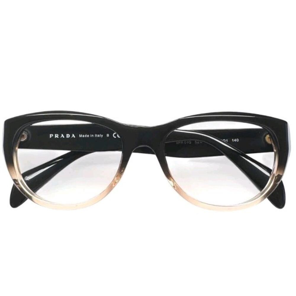 Prada VPR 01Q QFJ 1O1 Eyeglasses Frames Black Blush Gradient 52 17 140 Italy